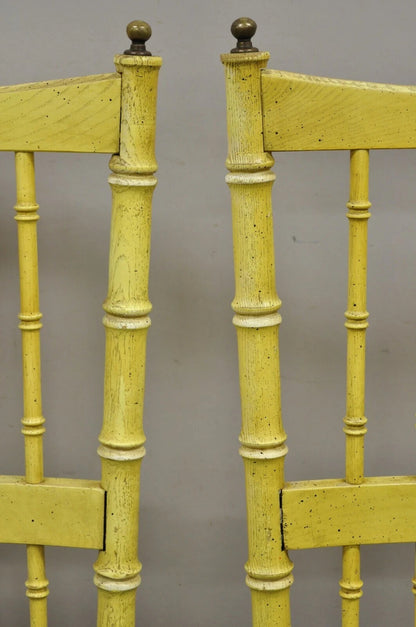 Vintage Thomasville Hollywood Regency Yellow Faux Bamboo Dining Chair - Set of 6