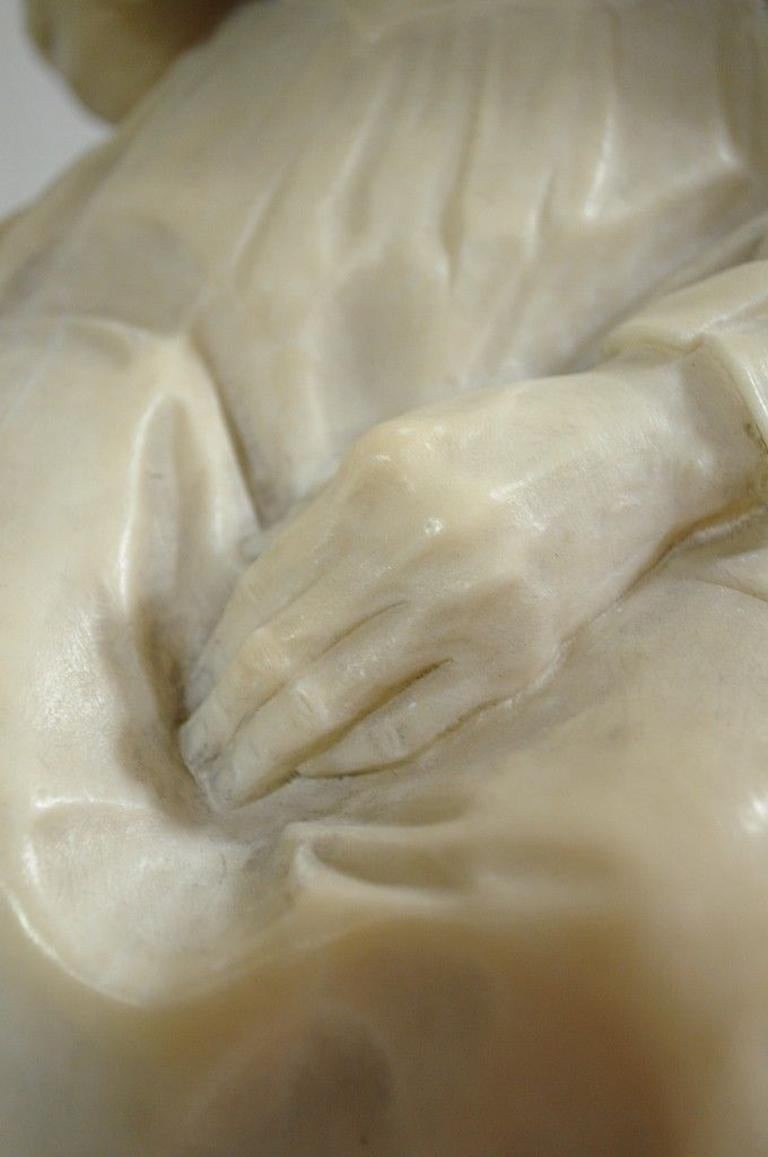 E Battiglia La Favola Della Nonna Alabaster Italian Sculpture Tale of Grandma