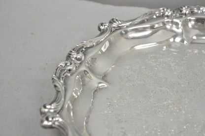 "La Reine" by Wallace Round Scalloped Footed Silver Plated Serving Platter Tray