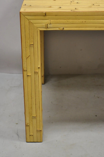 Vintage Hollywood Regency Real Bamboo Faux Rattan Palm Beach Coffee Table