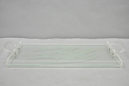 Vintage Mid Century Modern Dorothy Thorpe Style Etched Glass Bird Acrylic Tray
