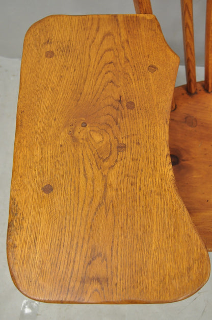 Vintage Hunt Country Furniture Pine Wood Writing Desk Windsor Chair w/ Drawer