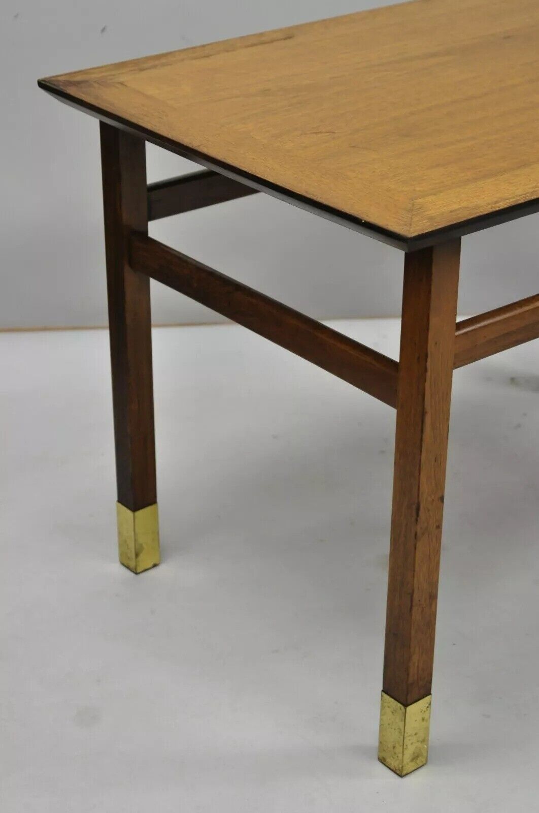 Mid Century Modern Walnut & Brass American of Martinsville End Tables - a Pair
