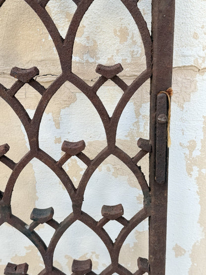 Antique French Art Nouveau Wrought Iron "Repeating Arch" 55x48 Garden Entry Gate