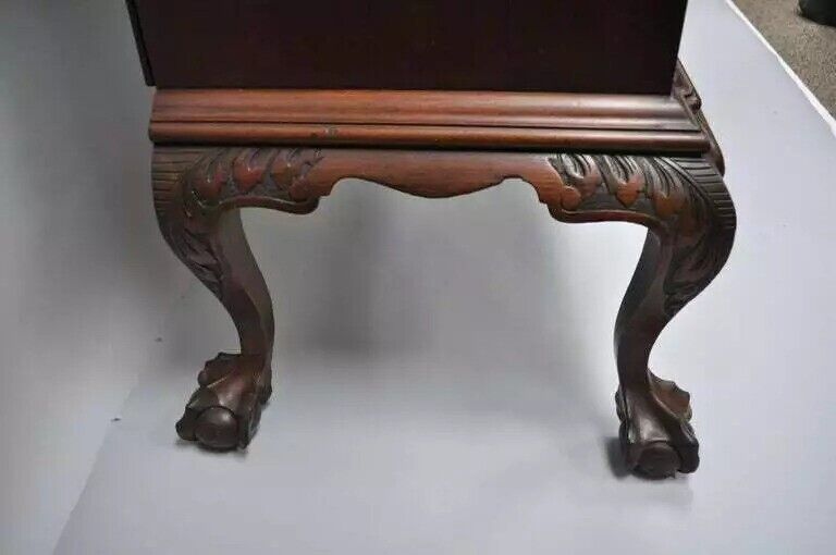 Georgian Chippendale Style Mahogany Block Front Shell Carved Secretary Desk