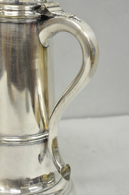 Antique English Regency Silver Plated Flagon Pitcher w/ Heart Handle