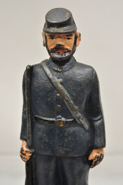 Antique Victorian Cast Iron Figural Painted Military War Solider Door Stop B