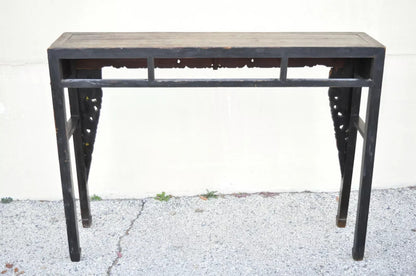 Antique Chinese Carved Hardwood Gold Gilt Tall Altar Console Hall Table