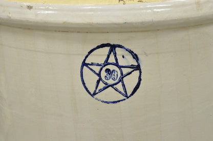 Antique 30 Gallon Cobalt Blue Star Stoneware Glazed Farmhouse Crock Pot