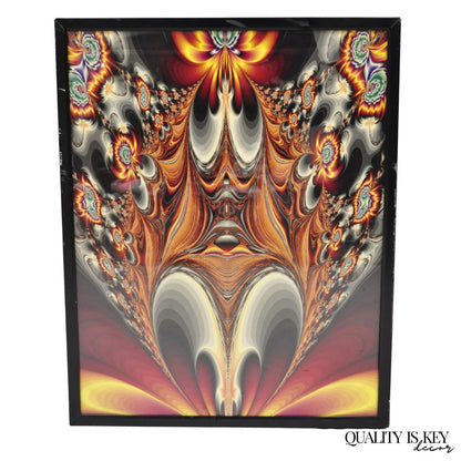 Vintage 1990s Illuminated Shadowbox Psychedelic Wall Art Framed Poster 30x24