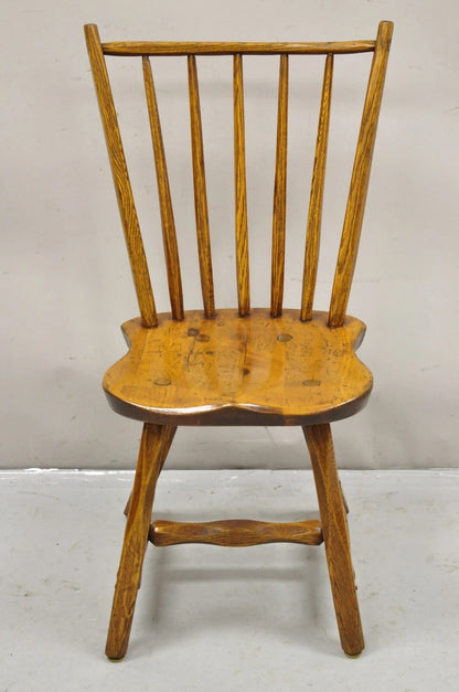 Antique Hunt Country Furniture Colonial Pine Wood Hickory Style Side Chairs Pair