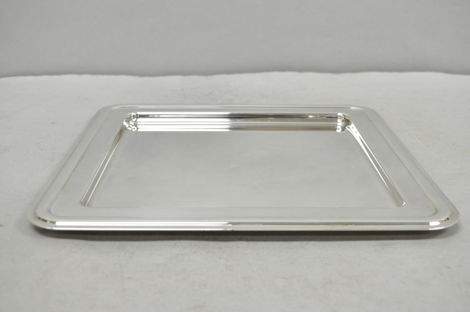 Contemporary Modern Landes Silver Plated 13.5" Square Bar Serving Platter Tray