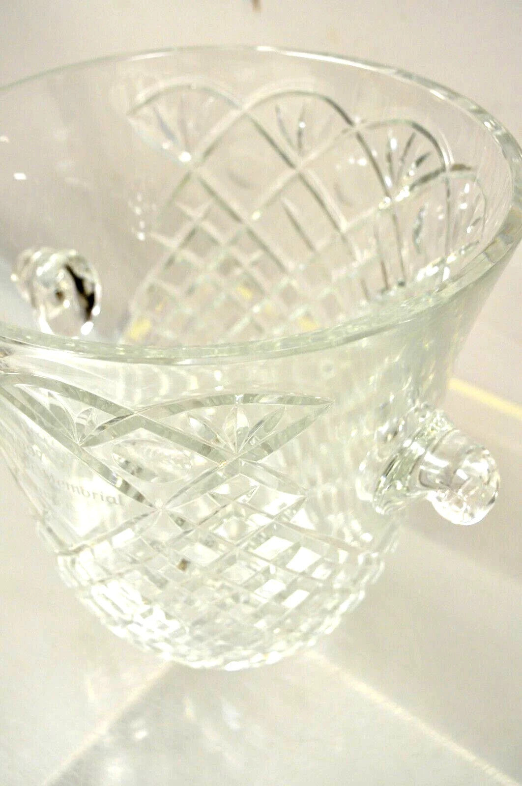 Vintage "1997 Ben Miller Memorial Winner" Diamond Cut Crystal Glass Ice Bucket