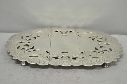 Vintage LBS Co Victorian Silver Plated Expanding 3 Section Pot Trivet