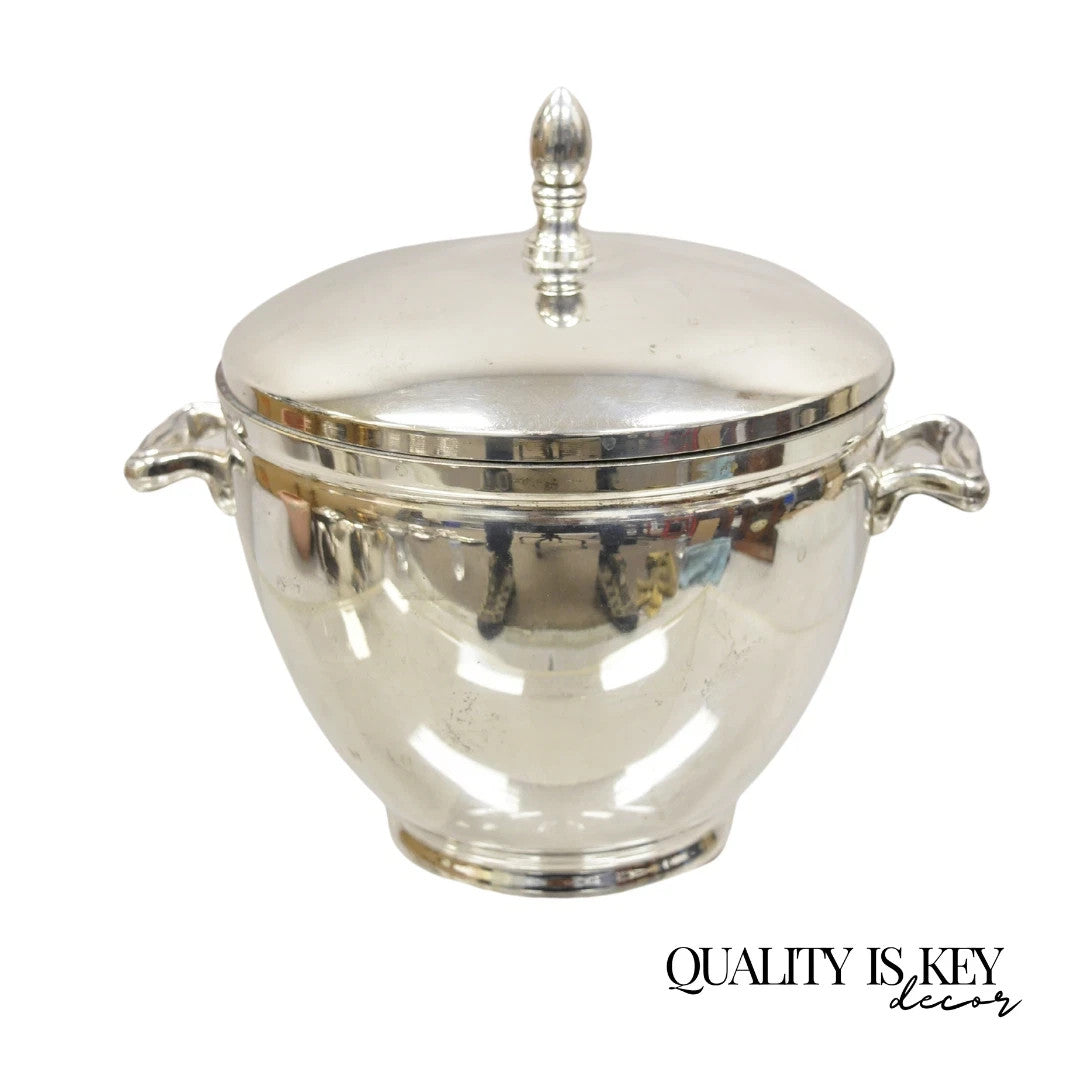 Vintage Knight Silversmiths Silver Plated Modern Lidded Bar Ice Bucket