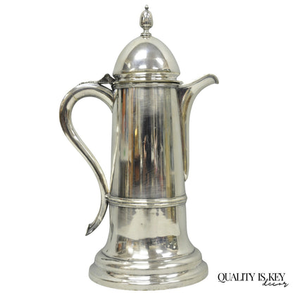 Antique English Regency Silver Plated Flagon Pitcher w/ Heart Handle