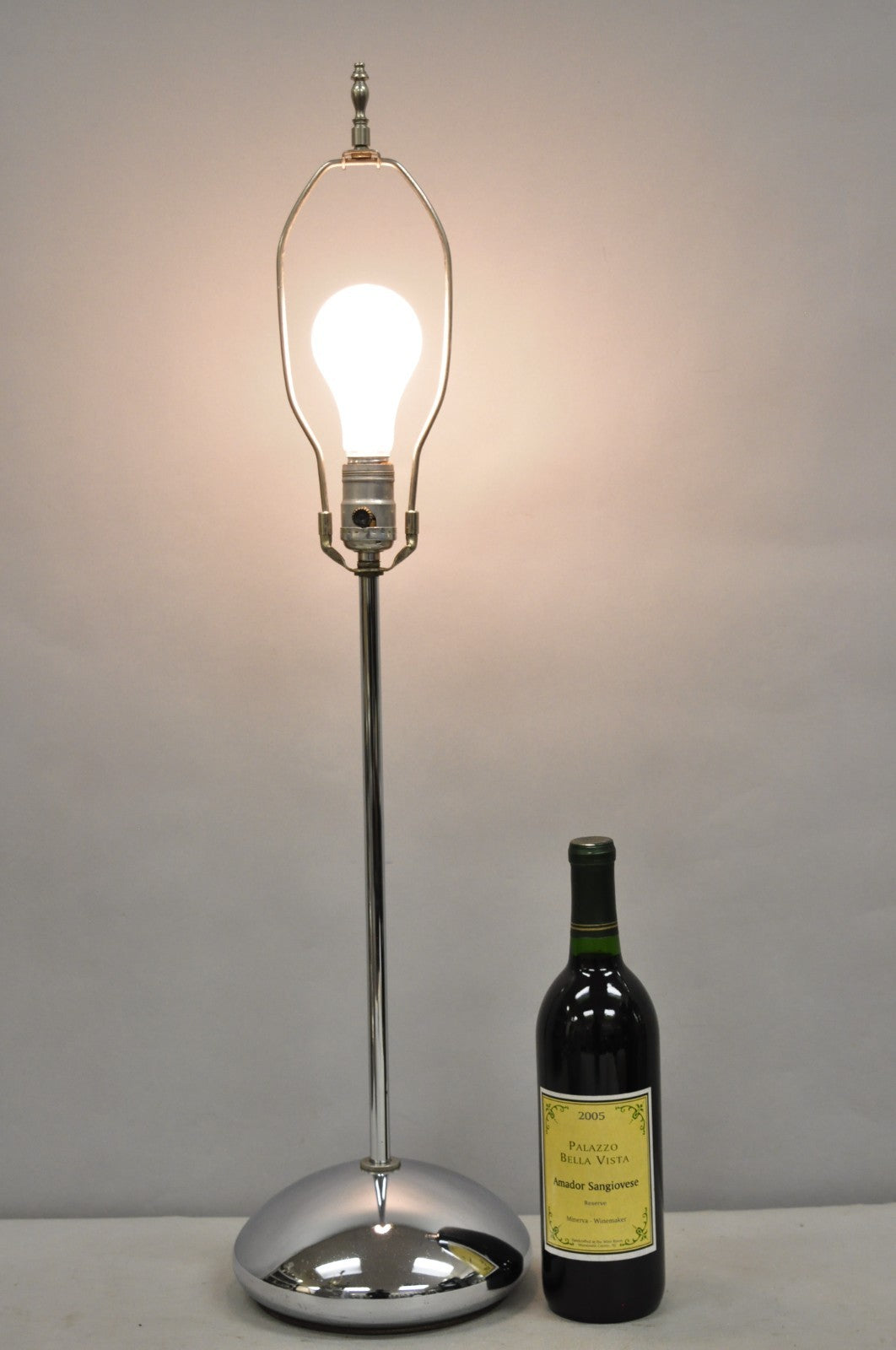 Vintage Mid Century Modern Chrome Modernist Table Lamp w/ Sculpted Base