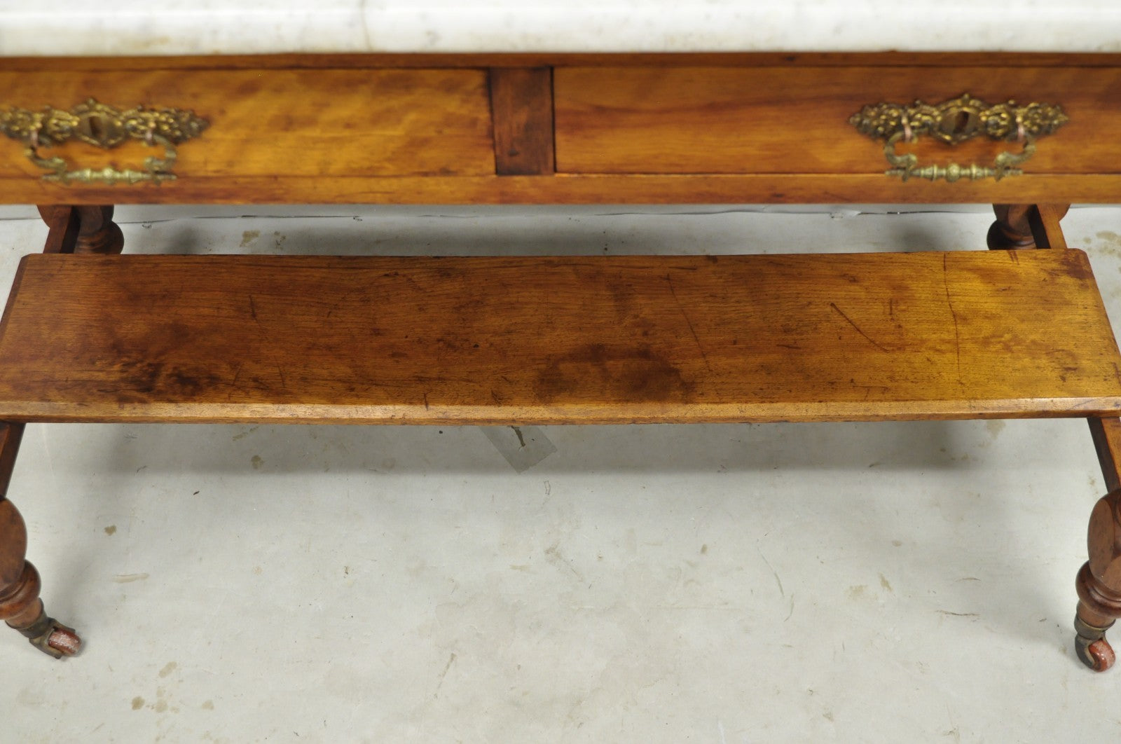 Antique Victorian Walnut Marble Top Washstand Good Luck Swastika Tile Backsplash