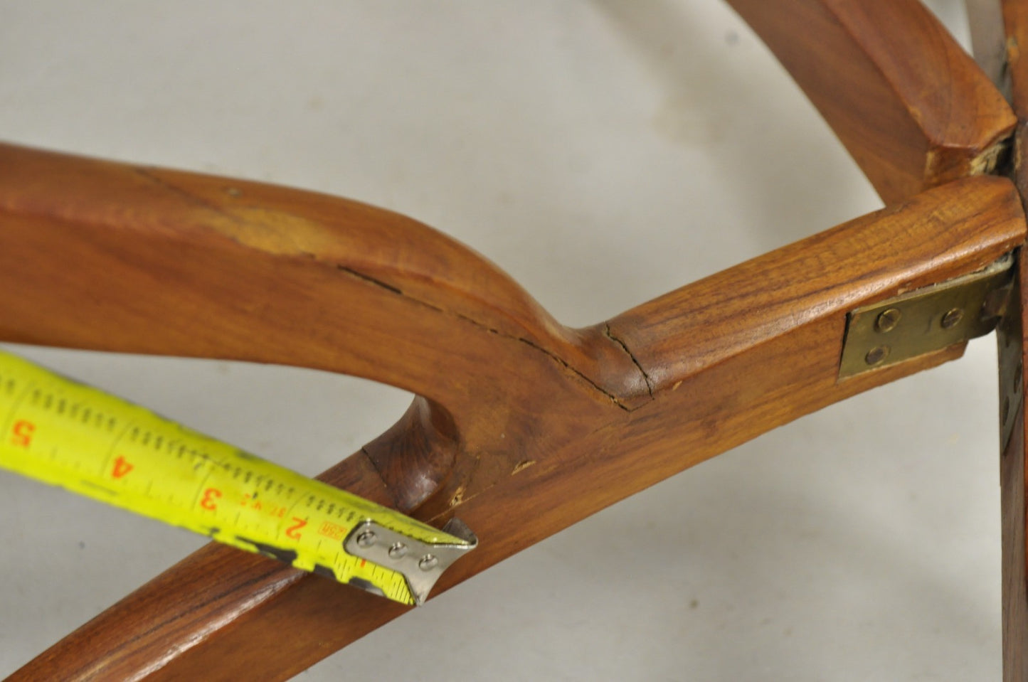 Vintage Moroccan 40" Round Brass Tray Top Teak Folding Spider Leg Coffee Table