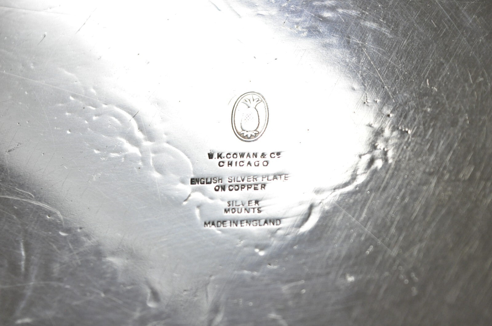 W.K. Cowan & Co 20" Round English Edwardian Silver Plated Footed Salver Tray