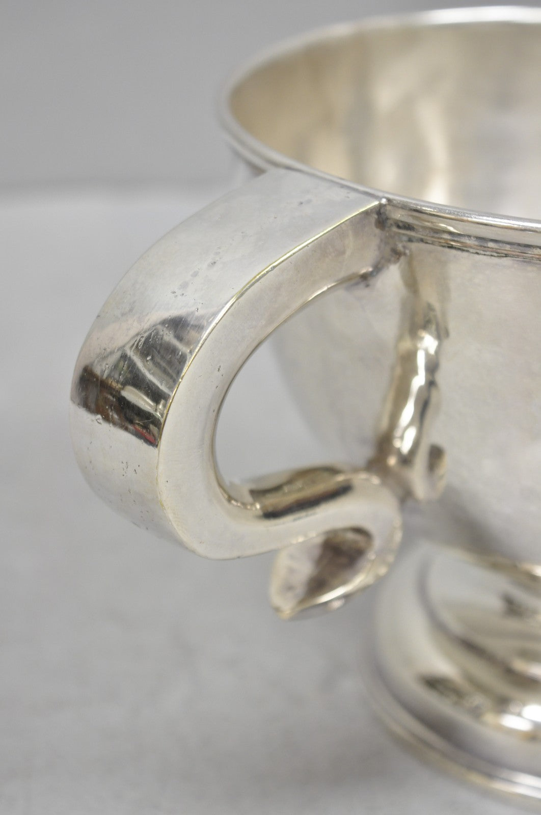 Antique Regency Silver Plated Thick Twin Handle Hand Hammered Trophy Cup Bowl