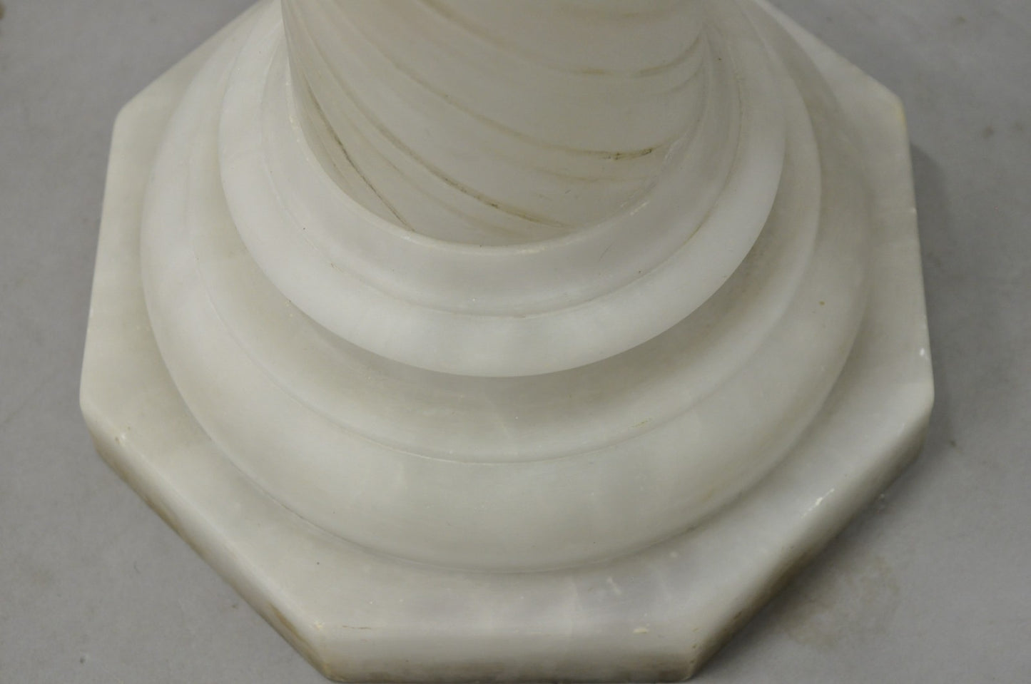 Antique Italian Neoclassical Carved Alabaster Spiral Column Narrow Pedestal