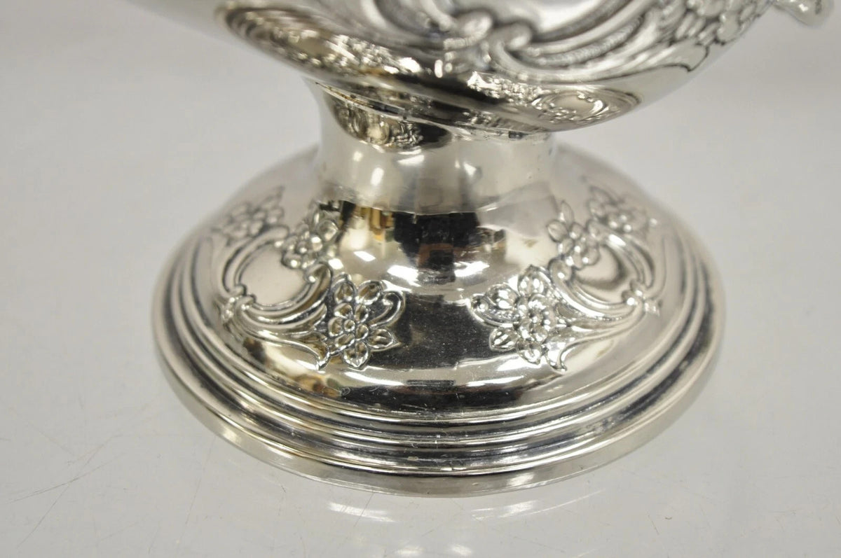 Vintage Raimond Victorian Silver Plated Copper Pedestal Sugar Scuttle Bowl