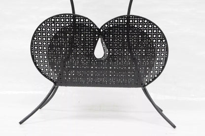 Mathieu Mategot Mid Century Modern Black Hairpin Metal Mesh 2 Tier Magazine Rack