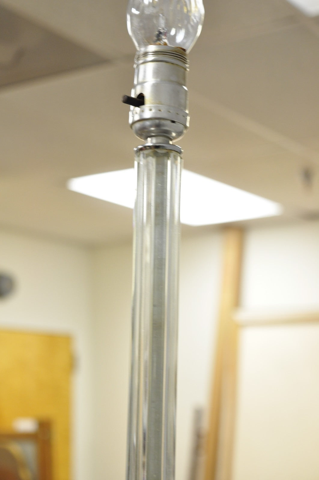 Vintage Art Deco Glass Column Candlestick Small Boudoir Vanity Bedroom Lamp Pair