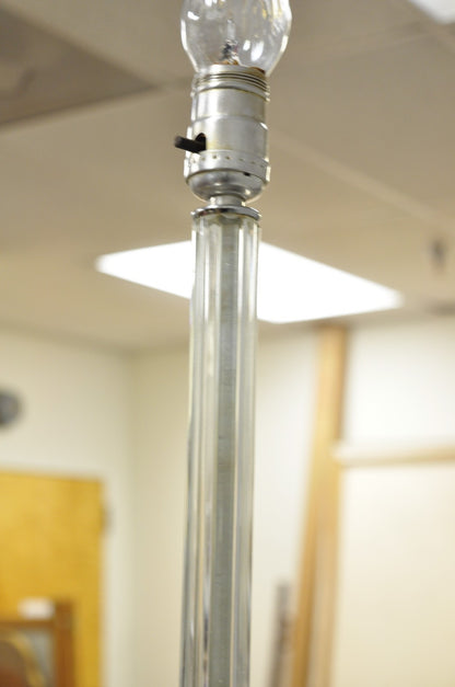 Vintage Art Deco Glass Column Candlestick Small Boudoir Vanity Bedroom Lamp Pair