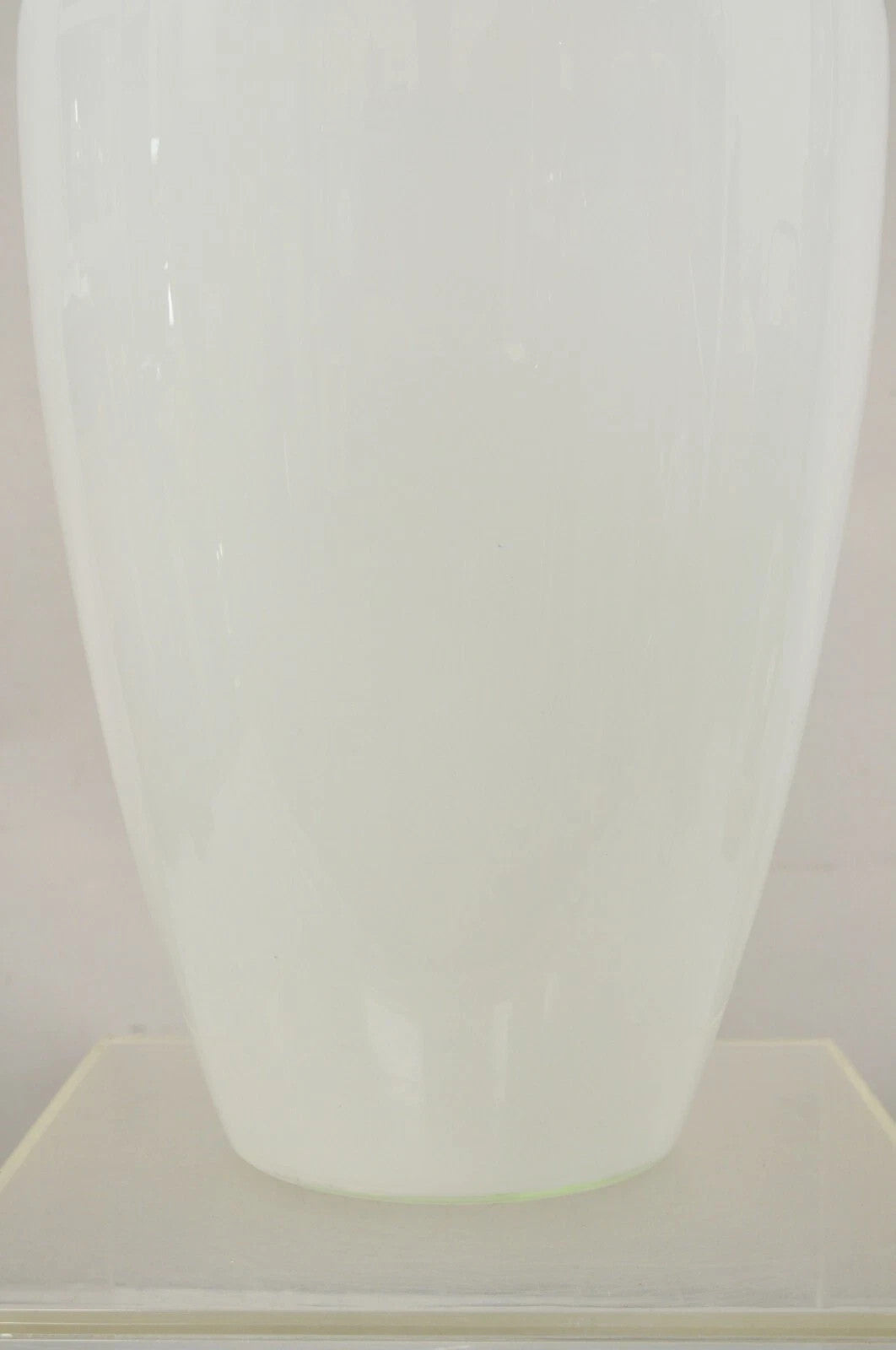 Modern Large White Cased Blown Glass 30" Urn Form Floor Flower Vase Vessel