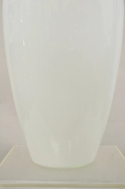Modern Large White Cased Blown Glass 30" Urn Form Floor Flower Vase Vessel