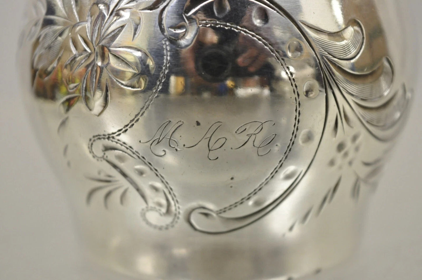 Antique Van Bergh Silver Plated Victorian Tea Serving Set w/ Monogram - 3 Pc Set