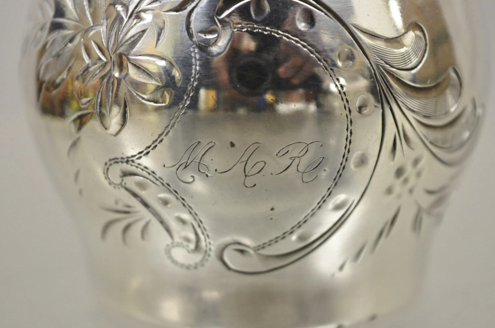 Antique Van Bergh Silver Plated Victorian Tea Serving Set w/ Monogram - 3 Pc Set