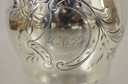 Antique Van Bergh Silver Plated Victorian Tea Serving Set w/ Monogram - 3 Pc Set