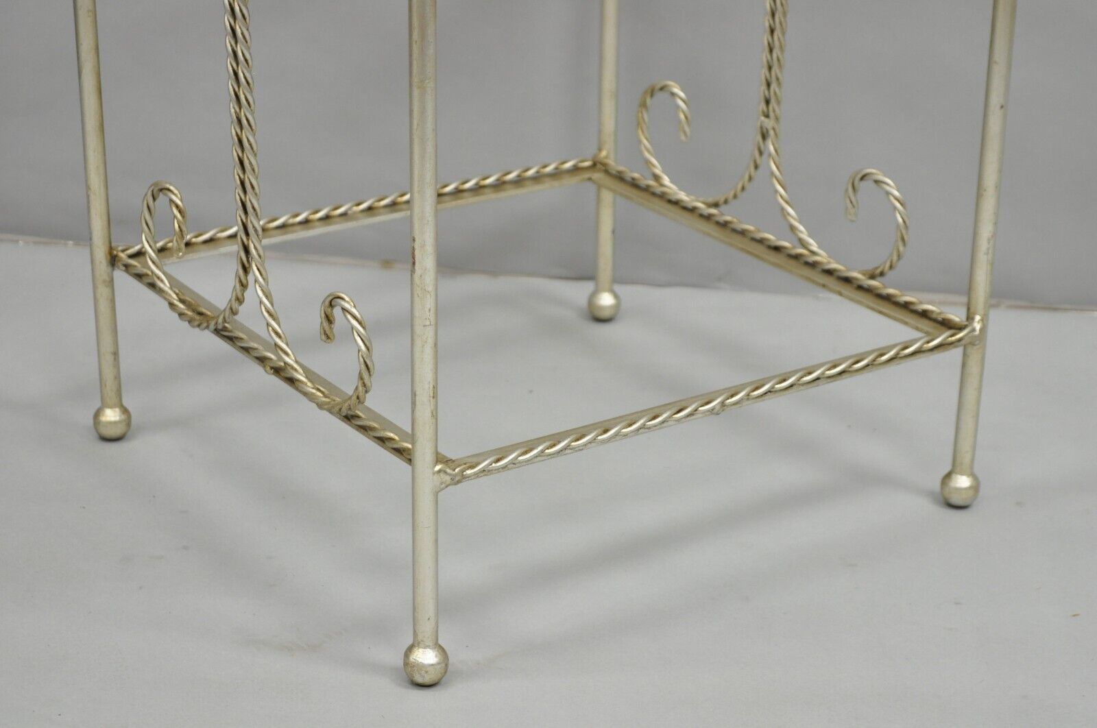 Italian Hollywood Regency Silver Iron Tassel 3 Tier Etagere Towel Rack Stand