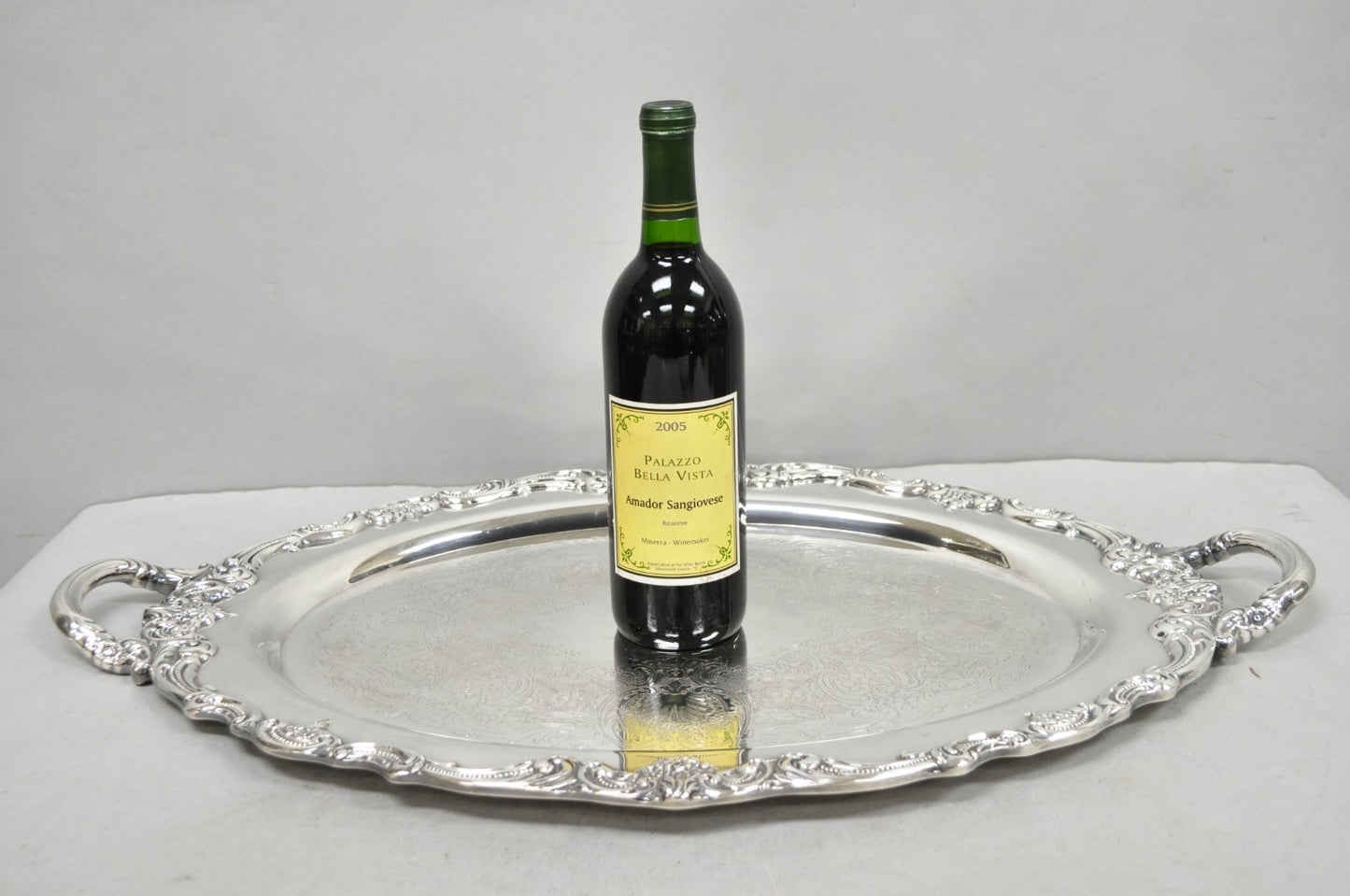 Vintage Reed & Barton 1955 Victorian Silver Plated Oval Bar Serving Platter Tray