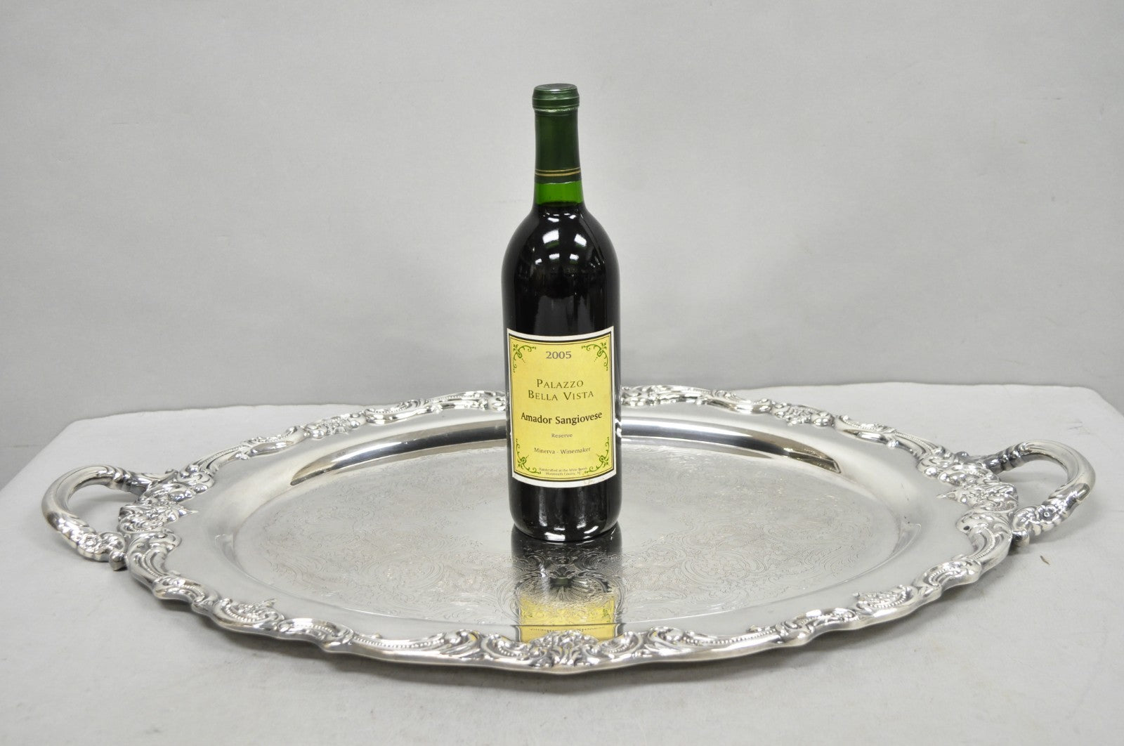 Vintage Reed & Barton 1955 Victorian Silver Plated Oval Bar Serving Platter Tray