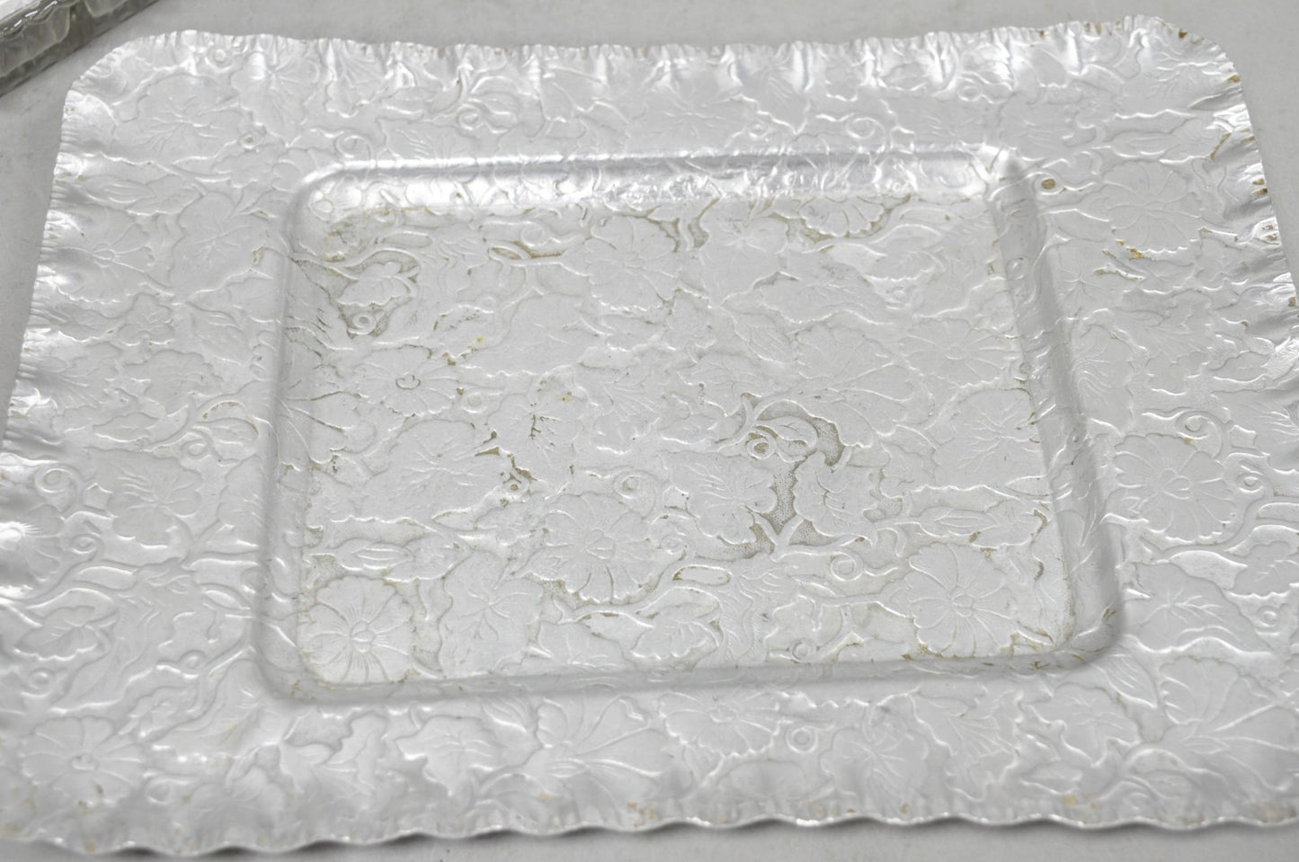 Vintage Art Deco Nouveau Hammered Aluminum Vegetable Relish Serving Platter Tray