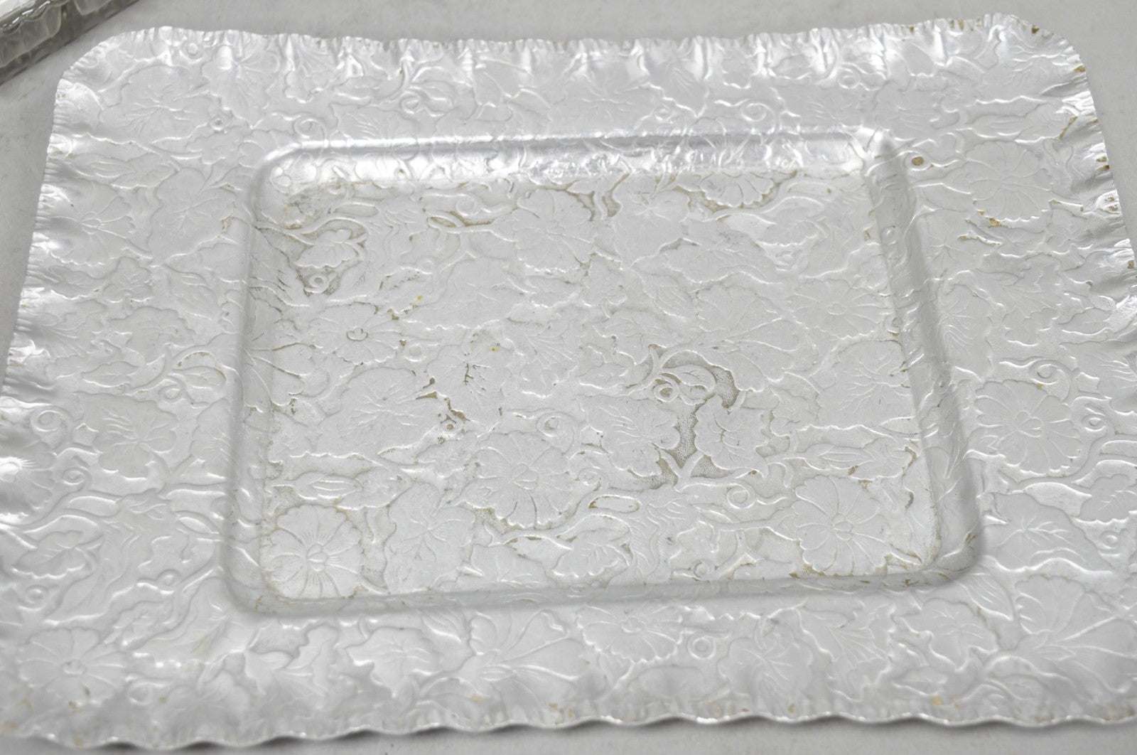 Vintage Art Deco Nouveau Hammered Aluminum Vegetable Relish Serving Platter Tray
