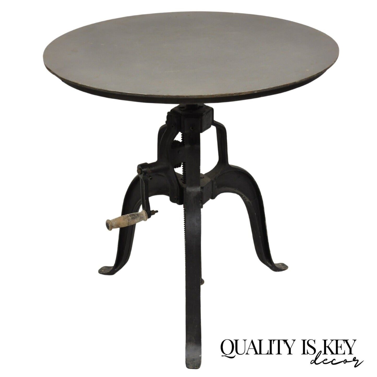 Industrial Style Steel Metal Adjustable Crank 30" Round Pub Side Table