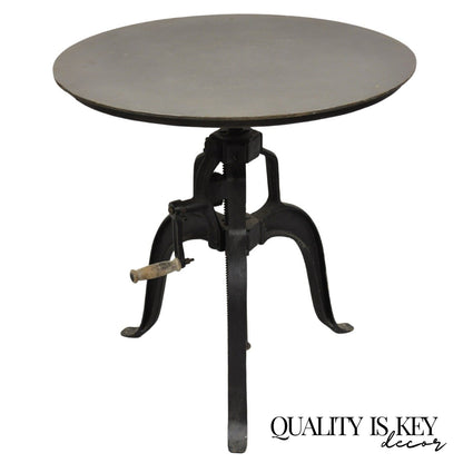 Industrial Style Steel Metal Adjustable Crank 30" Round Pub Side Table