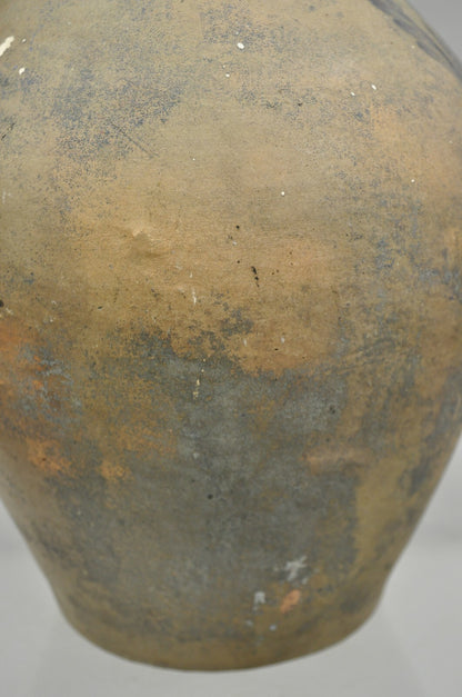 Antique American Primitive Stoneware Salt Glazed Jug Cobalt Flower By Eaton NJ