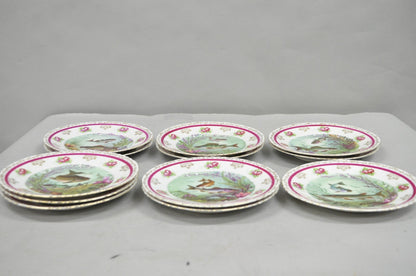 (12) Victoria Carlsbad Austria 8 3/8" Porcelain Fish Plates & Gravy Sauce Boat