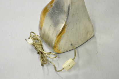 Vintage Brutalist Silver Gold Leaf Sculptural Ceramic Large Abstract Table Lamp