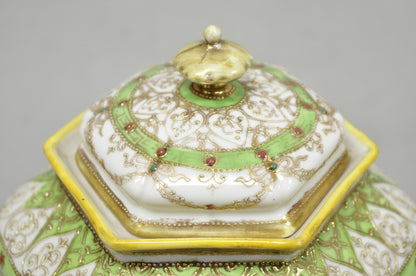 Antique Nippon Noritake Hand Painted Porcelain Gold Gilt Draped Biscuit Jar
