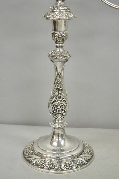 Heritage 1847 Rogers Bros 9416 Silver Plated 3 Arm Ornate Candelabra - a Pair
