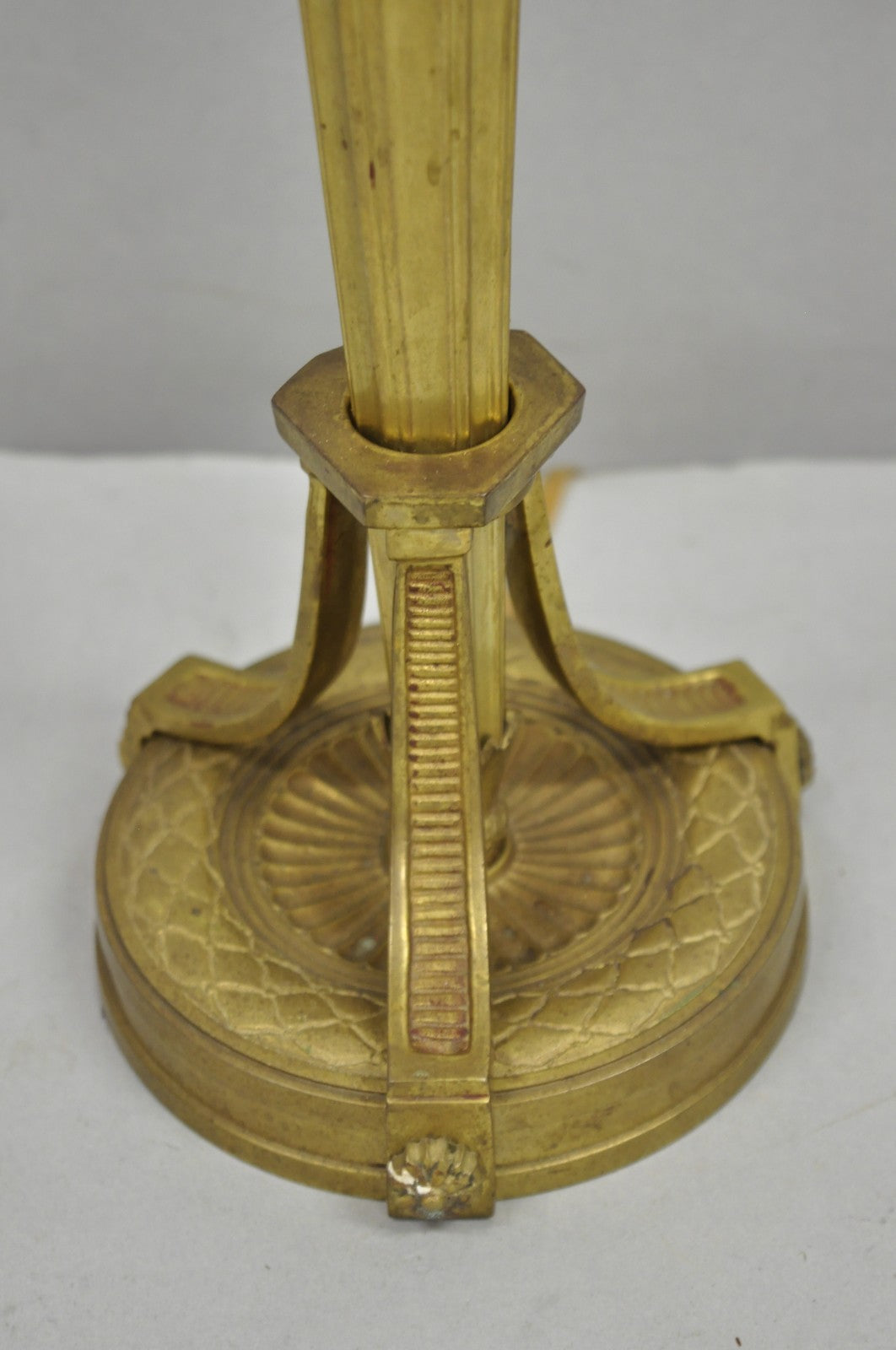 Antique French Empire Neoclassical Bronze "Torch & Arrow" Candlestick Table Lamp