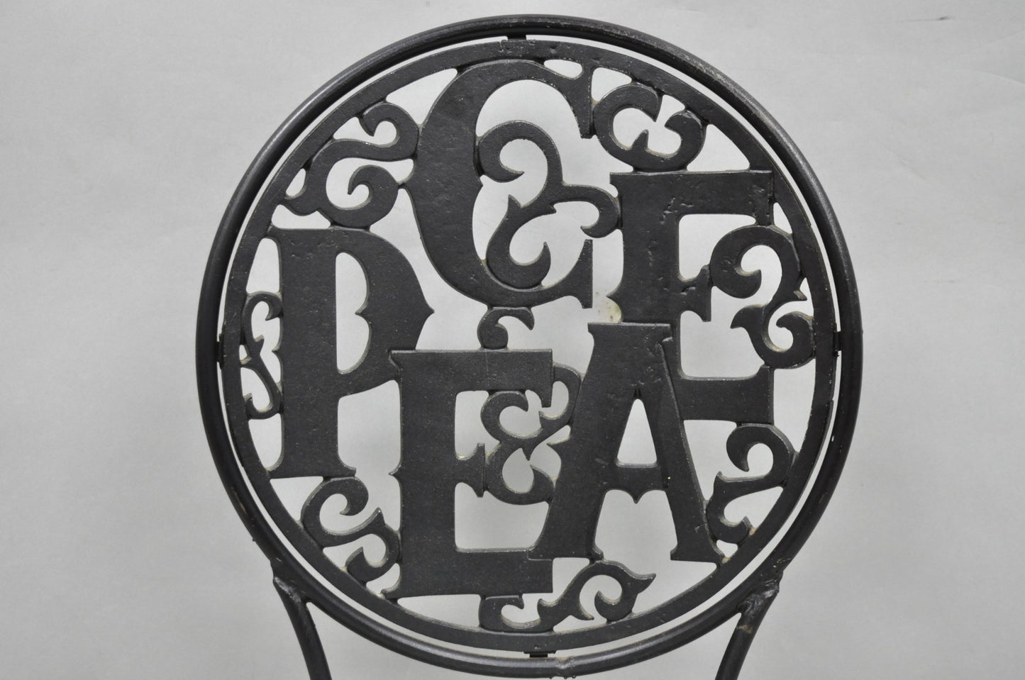 Arthur Umanoff for Shaver Howard "Peace & Love" Wrought Iron Bistro Side Chair