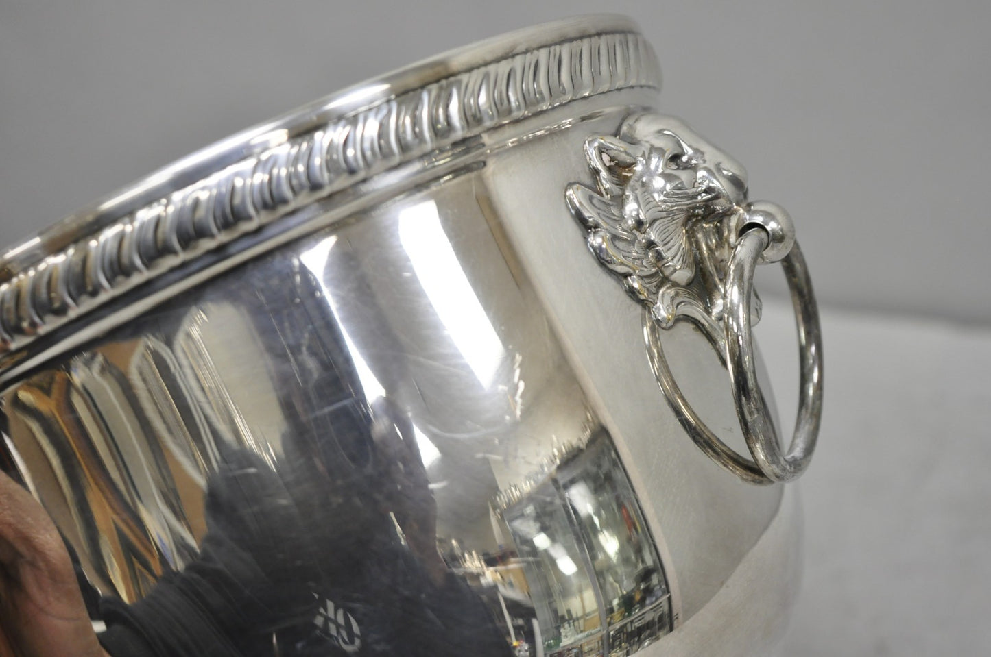 Poole English Regency Silver Plated Lion Head Champagne Chiller Ice Bucket